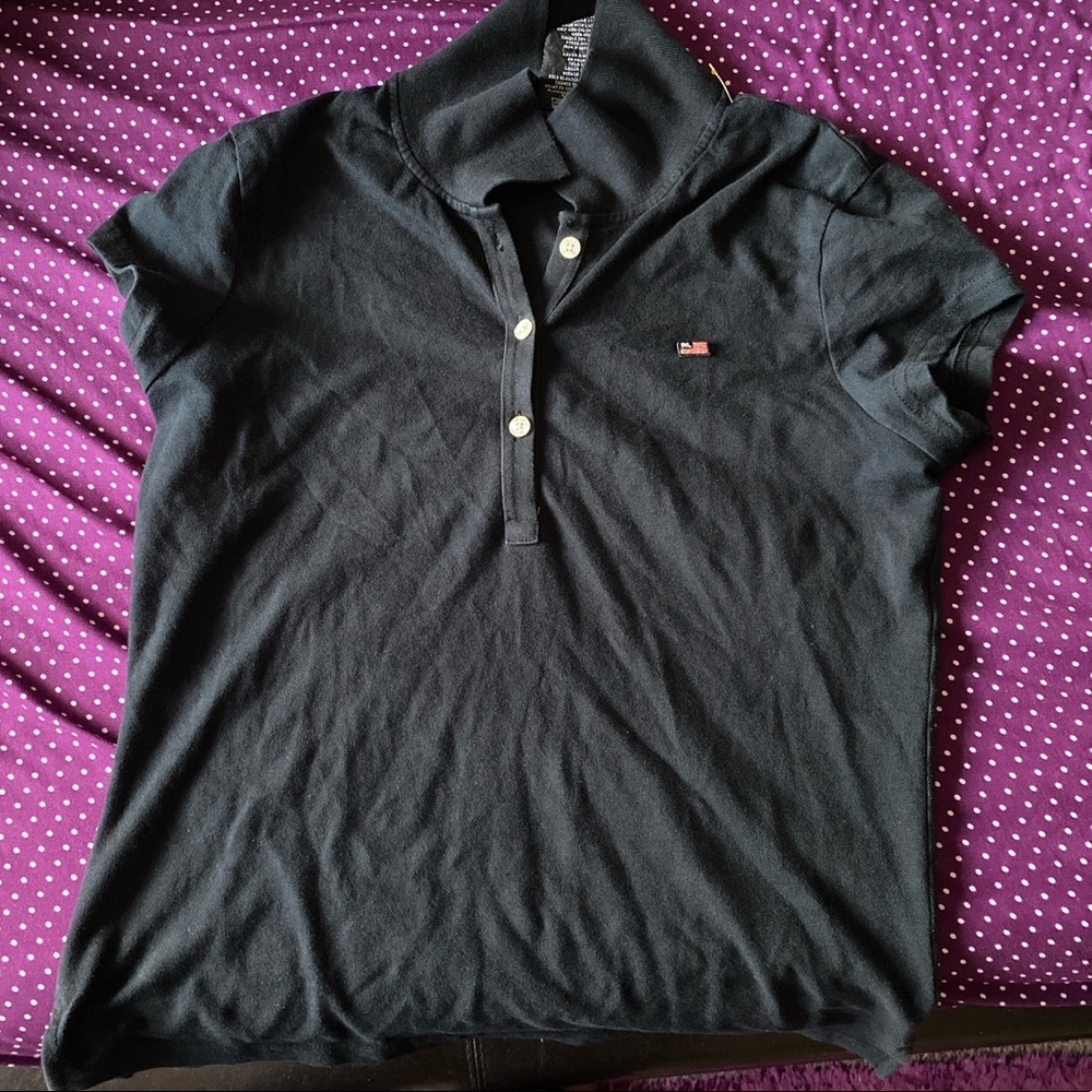 short sleeve polo black collared shirt